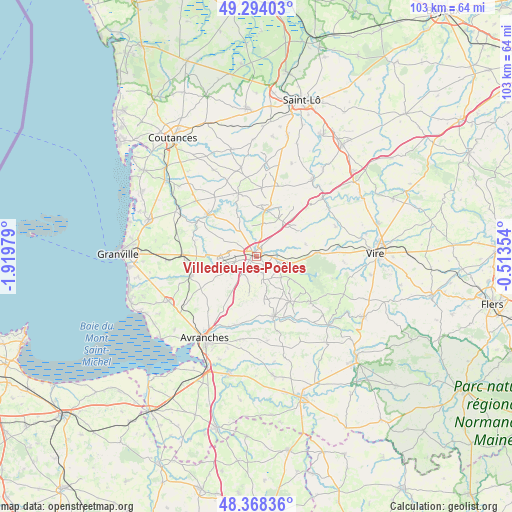 Villedieu-les-Poêles on map