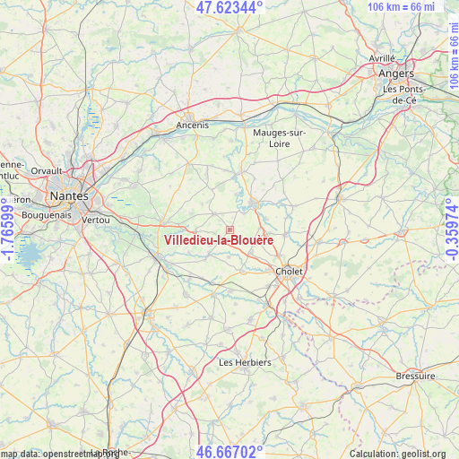 Villedieu-la-Blouère on map