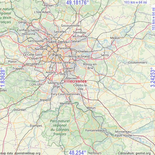 Villecresnes on map