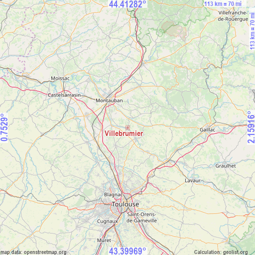 Villebrumier on map