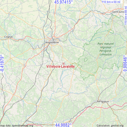 Villebois-Lavalette on map