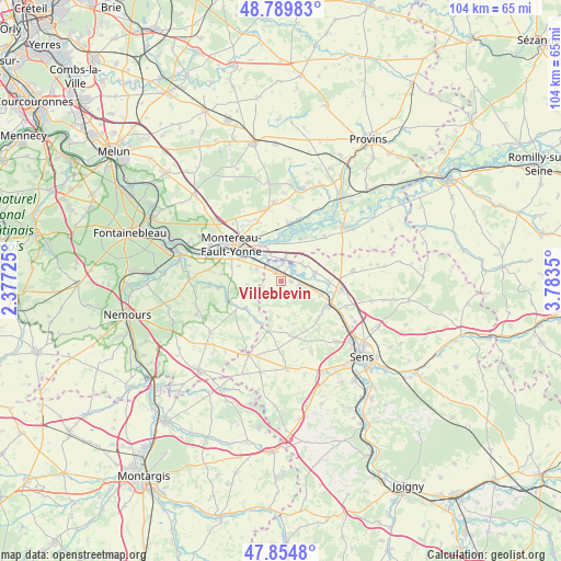 Villeblevin on map