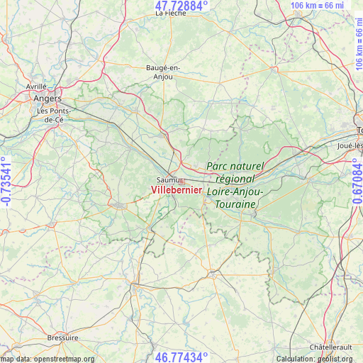 Villebernier on map