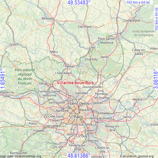 Villaines-sous-Bois on map