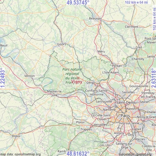 Vigny on map