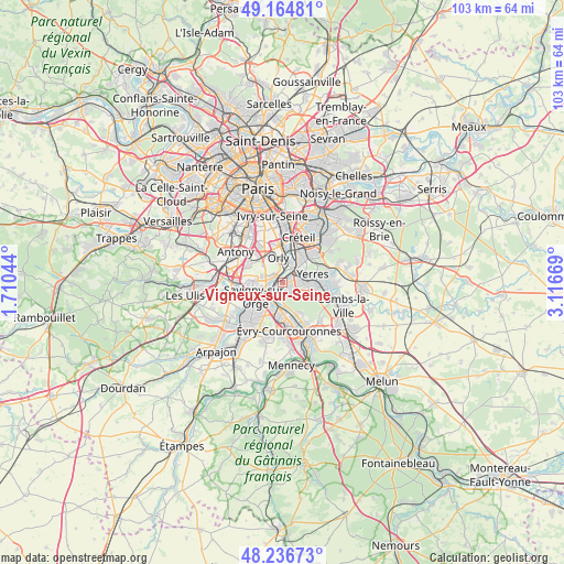 Vigneux-sur-Seine on map