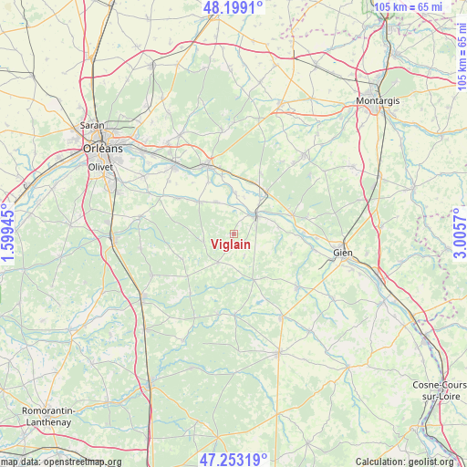 Viglain on map