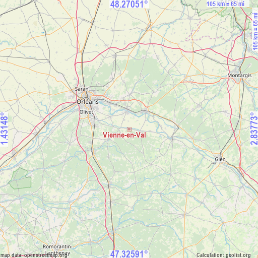 Vienne-en-Val on map