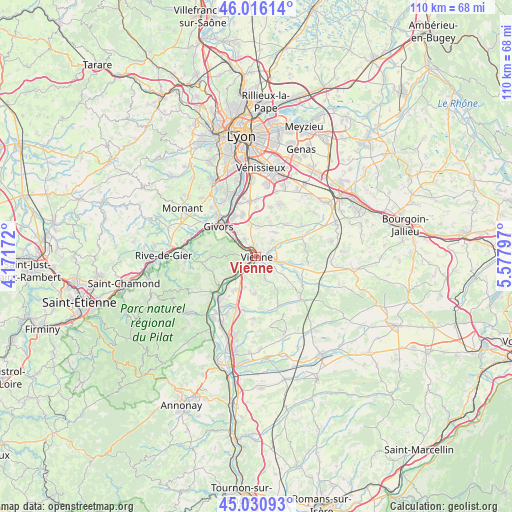 Vienne on map