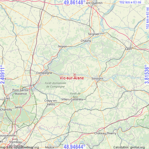 Vic-sur-Aisne on map