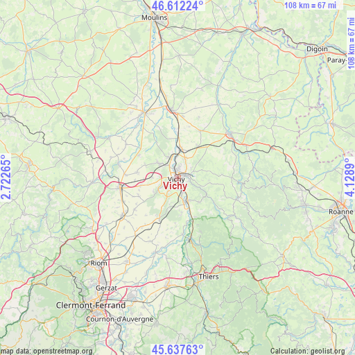 Vichy on map