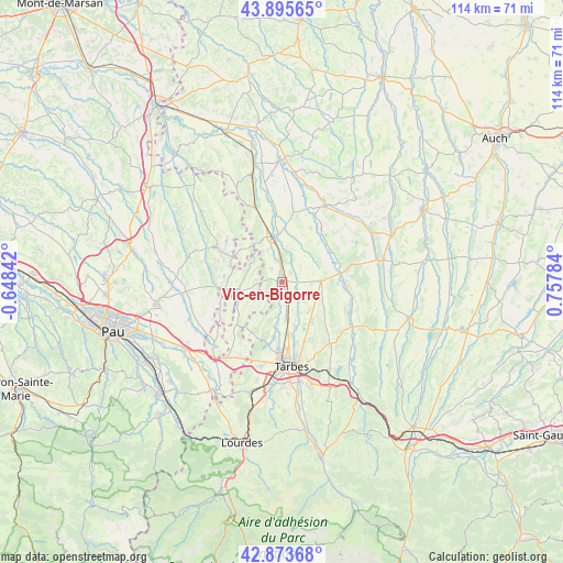 Vic-en-Bigorre on map
