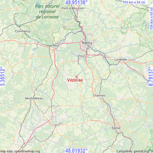 Vézelise on map