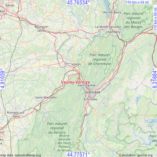 Veurey-Voroize on map