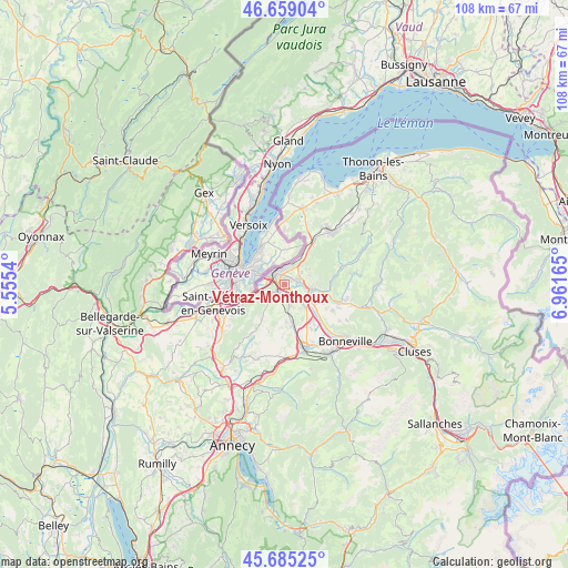 Vétraz-Monthoux on map