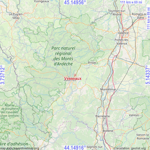 Vesseaux on map