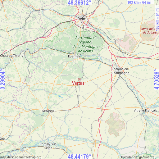 Vertus on map