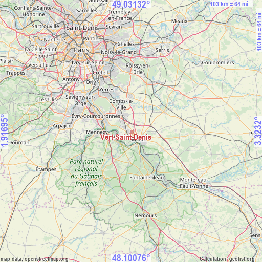 Vert-Saint-Denis on map