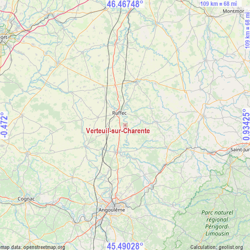 Verteuil-sur-Charente on map