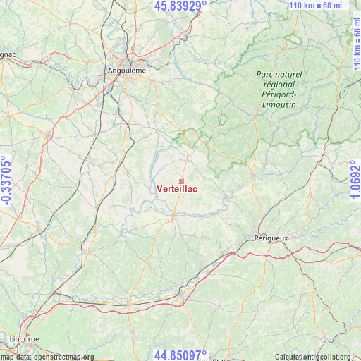 Verteillac on map