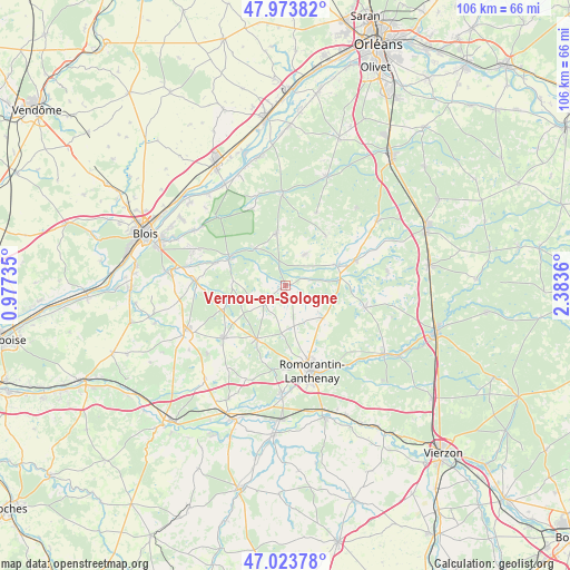 Vernou-en-Sologne on map