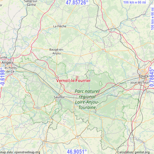 Vernoil-le-Fourrier on map