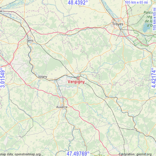 Vergigny on map