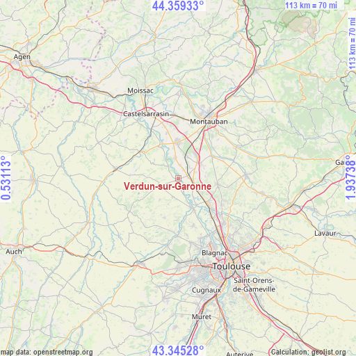 Verdun-sur-Garonne on map