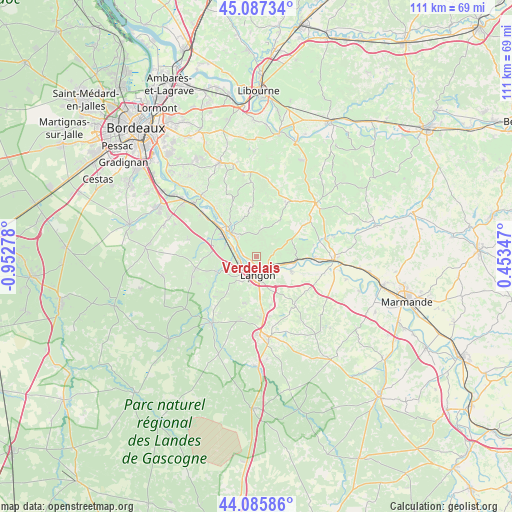 Verdelais on map