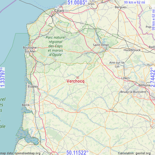 Verchocq on map