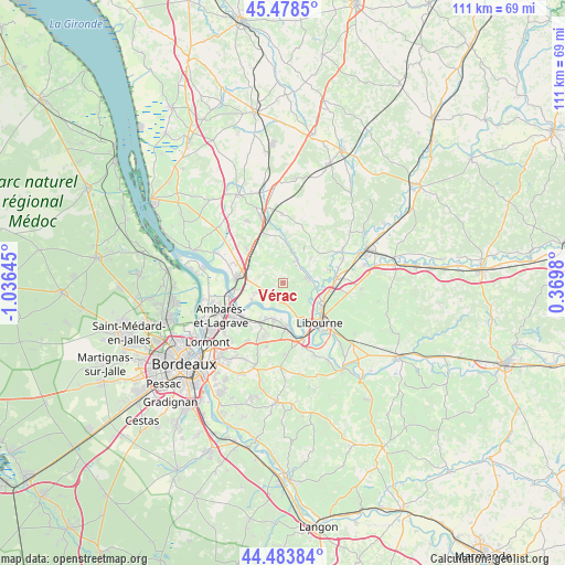 Vérac on map