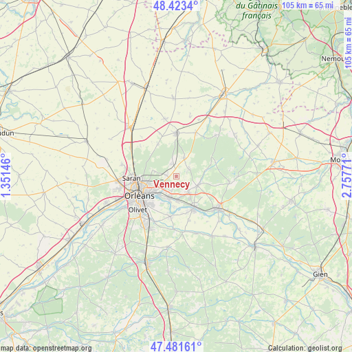 Vennecy on map