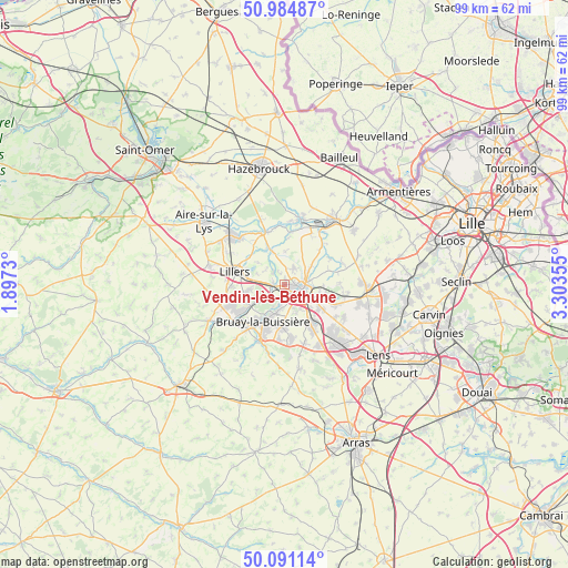 Vendin-lès-Béthune on map