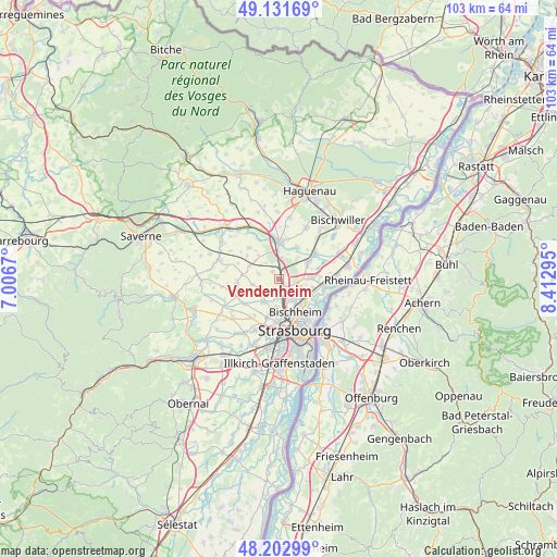 Vendenheim on map