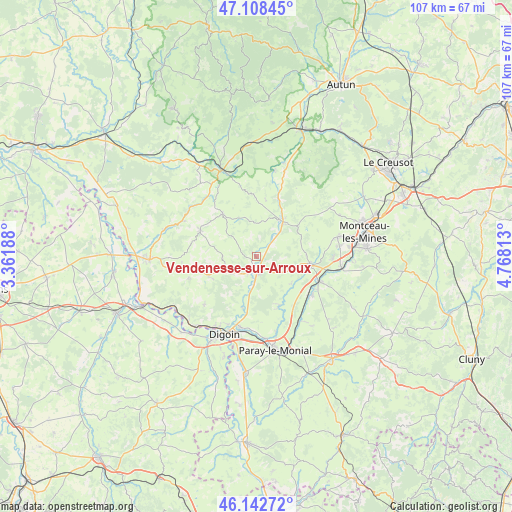 Vendenesse-sur-Arroux on map