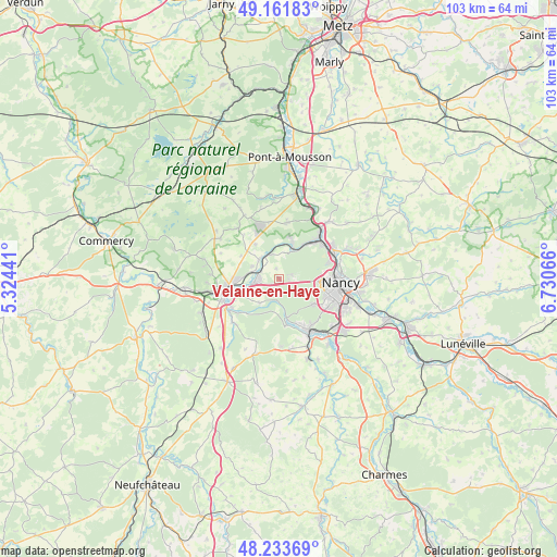 Velaine-en-Haye on map