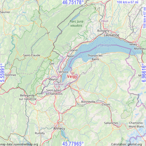 Veigy on map