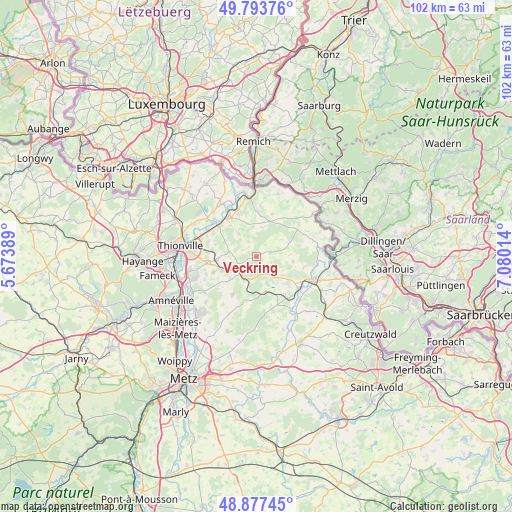 Veckring on map