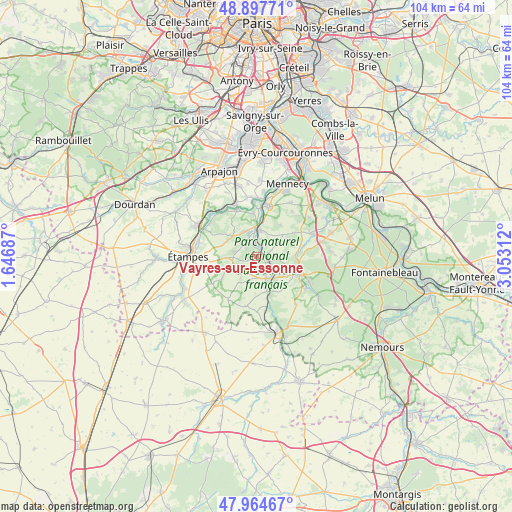 Vayres-sur-Essonne on map