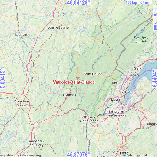 Vaux-lès-Saint-Claude on map