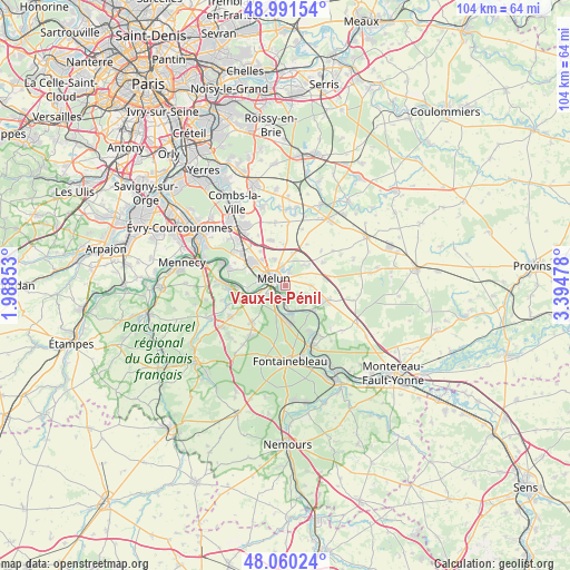 Vaux-le-Pénil on map