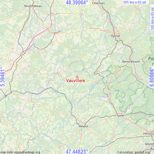 Vauvillers on map