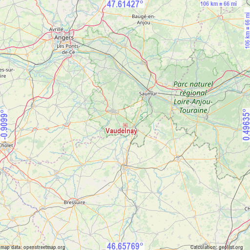 Vaudelnay on map