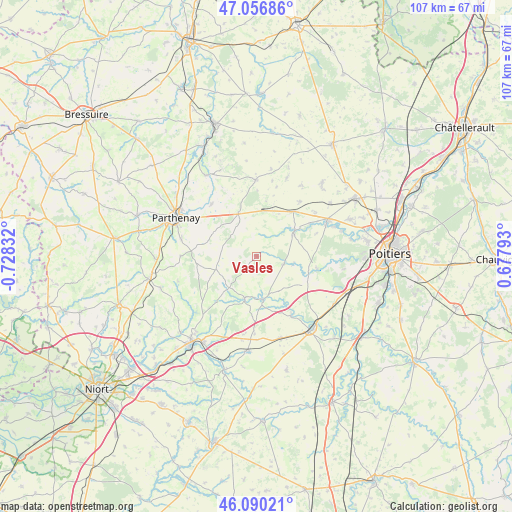 Vasles on map