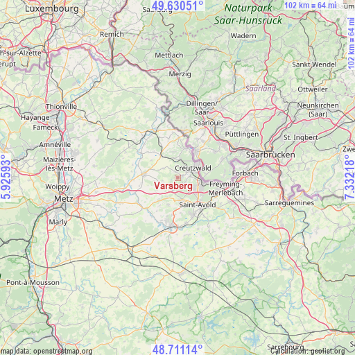 Varsberg on map