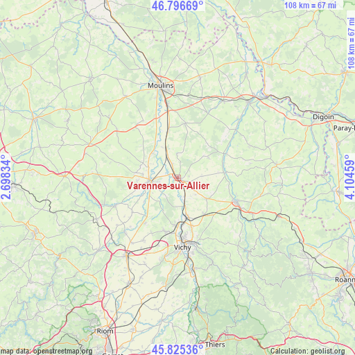 Varennes-sur-Allier on map