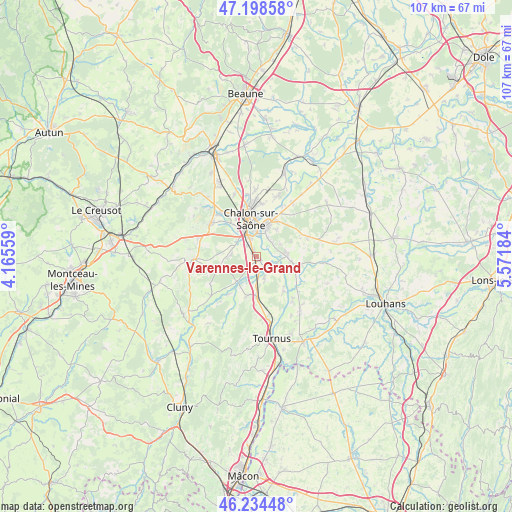 Varennes-le-Grand on map