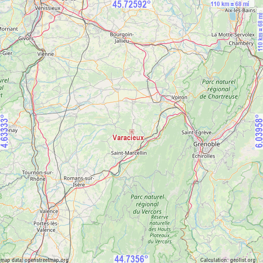 Varacieux on map