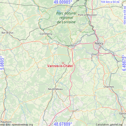 Vannes-le-Châtel on map