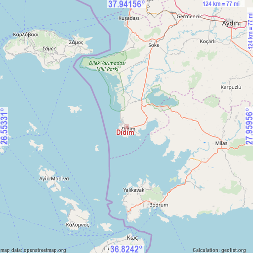 Didim on map